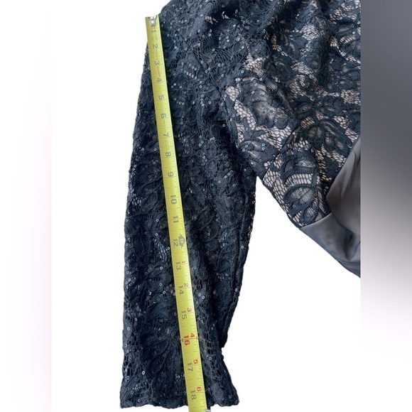 Emma Street Lace Gown with Sash Three-Quarter Sleeves Dress Black Color … - Picture 10 of 12